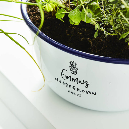 Personalised Enamel Herb Planter