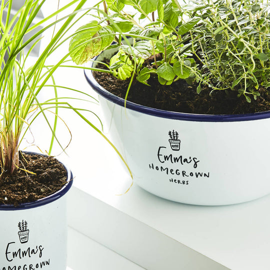 Personalised Enamel Herb Planter