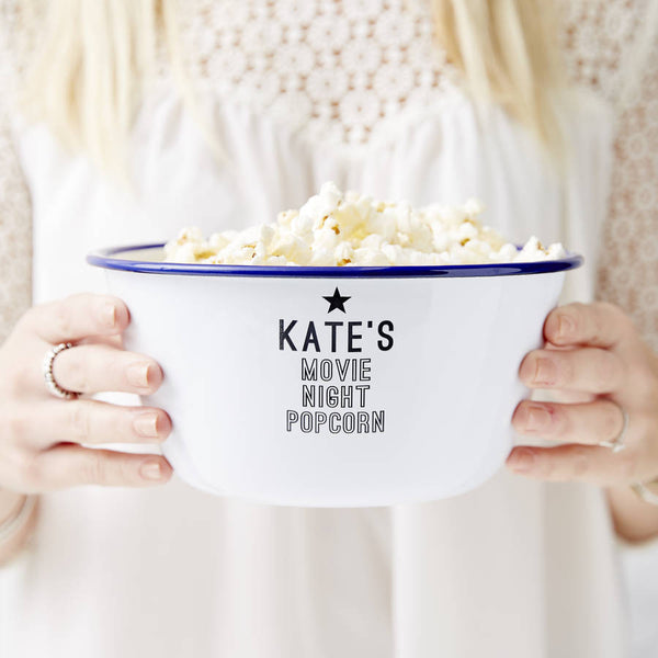 Personalised Enamel Popcorn Bowl