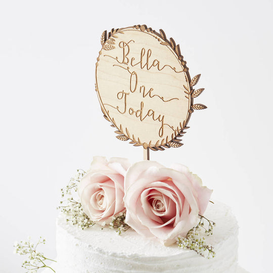 Personalised Engraved Wreath Birthday Cake Topper