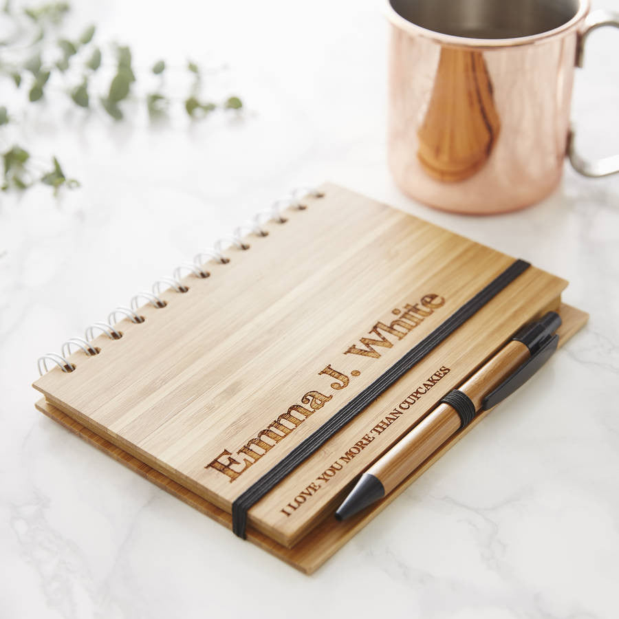 Personalised Etched Wooden Notebook Set For Her