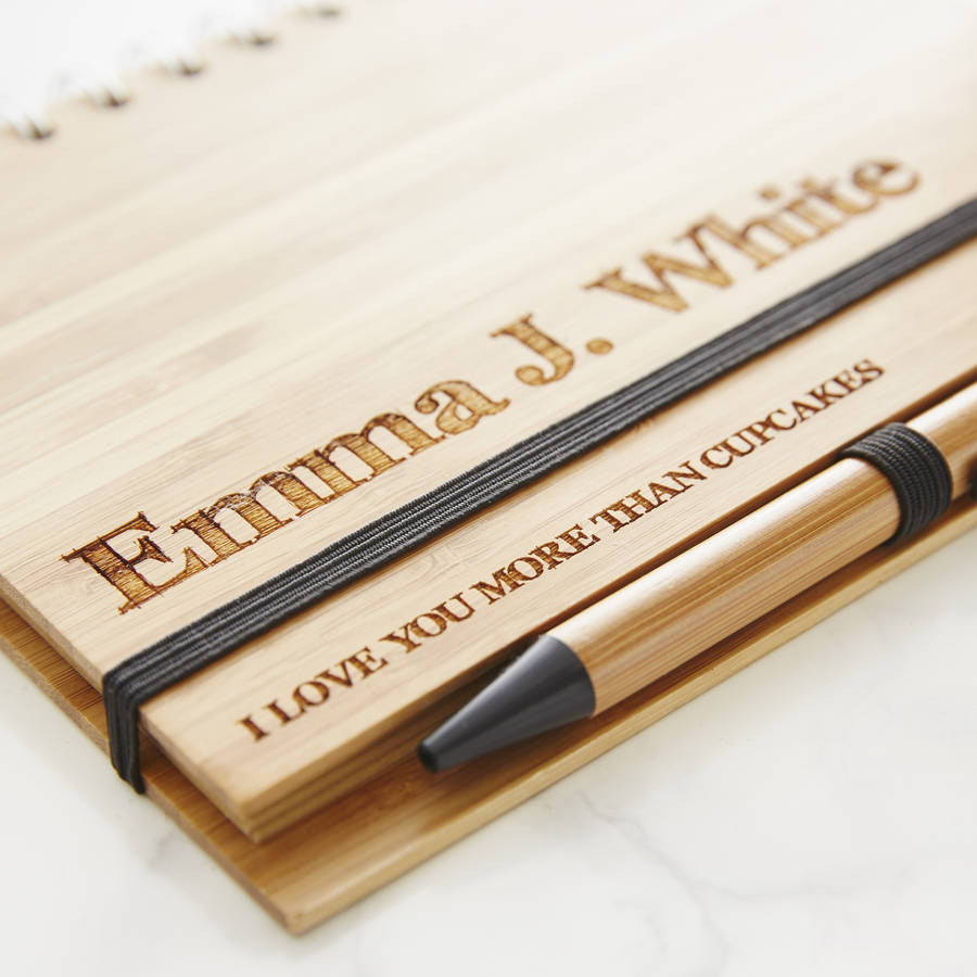 Personalised Etched Wooden Notebook Set For Her