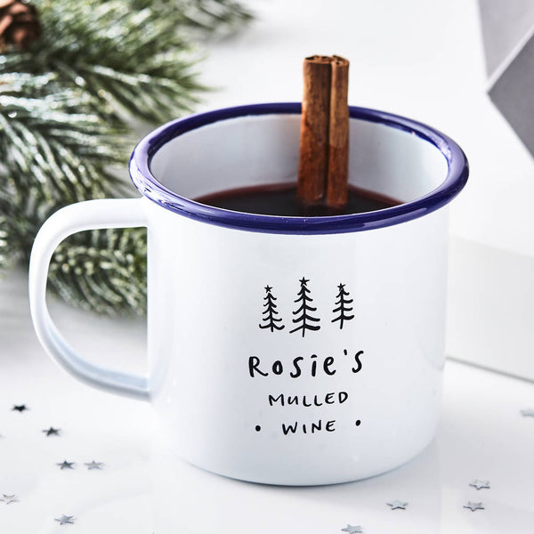 Personalised Christmas Tree Enamel Mug