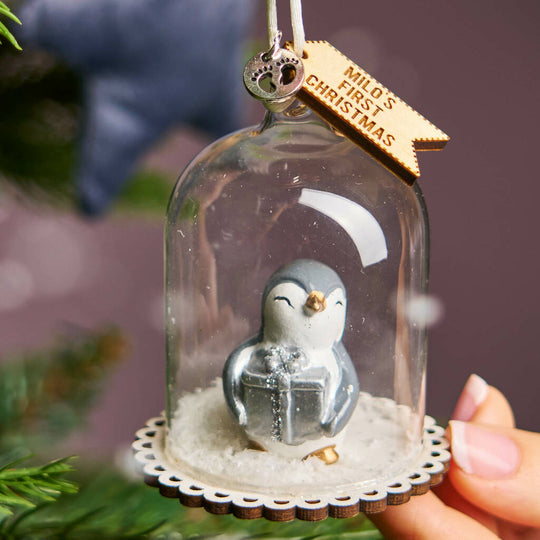 Personalised First Baby's Christmas Penguin Bauble