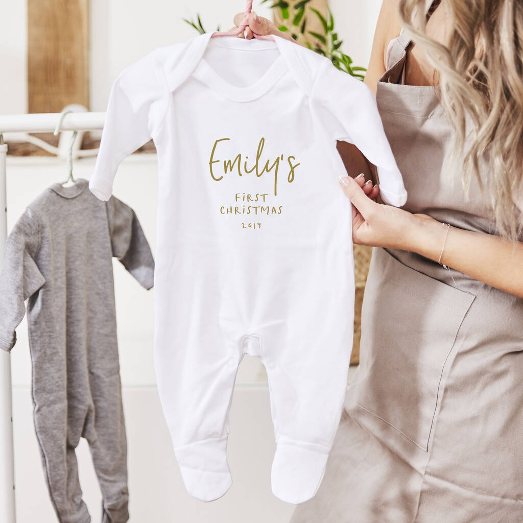 Personalised First Christmas Babygrow