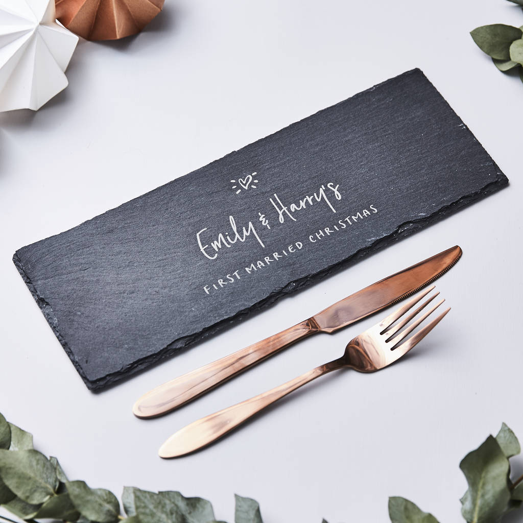 Slate Personalised Christmas Serving Board