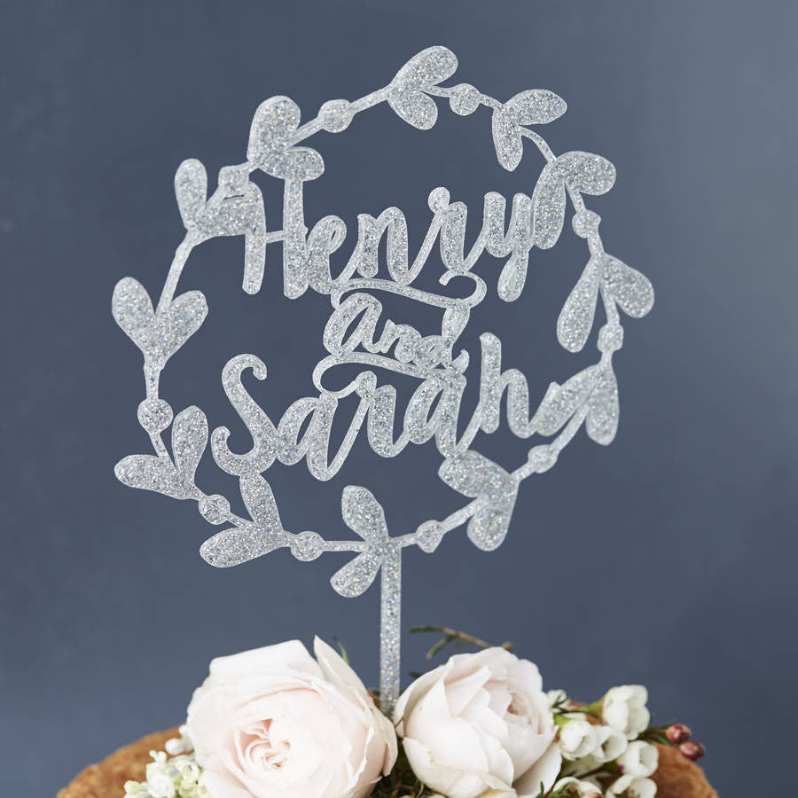 Personalised Floral Couples Wedding Cake Topper
