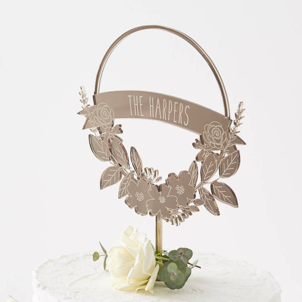 Personalised Flower Wreath Cake Topper