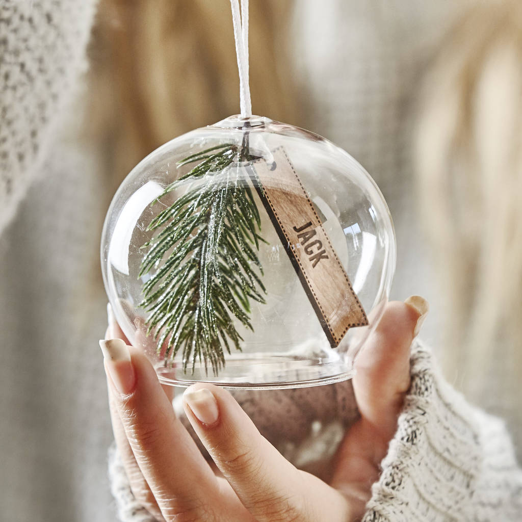 Personalised Foliage Glass Bauble