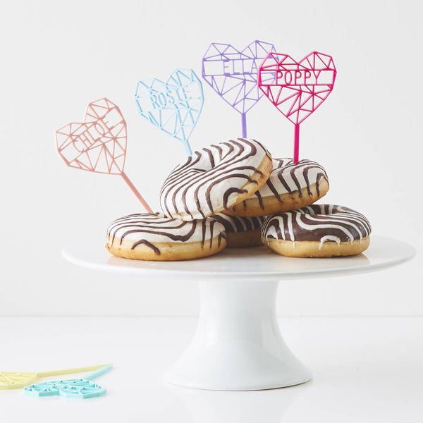 Personalised Geometric Heart Cupcake Topper