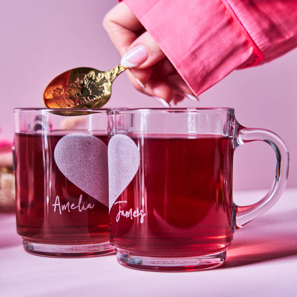 Personalised Glass Engagement Mug Set