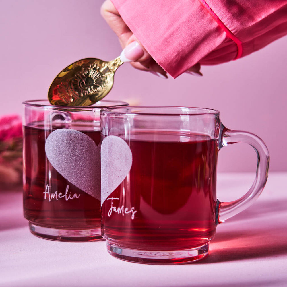 Personalised Glass Engagement Mug Set