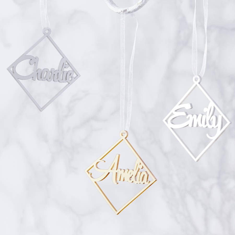 Metallic Personalised Diamond Christmas Decoration