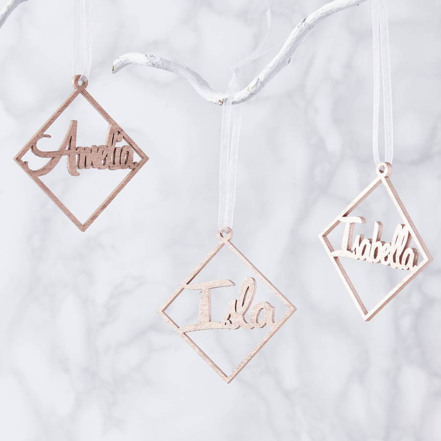 Metallic Personalised Diamond Christmas Decoration