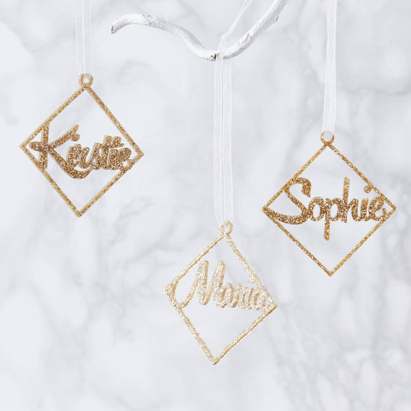 Metallic Personalised Diamond Christmas Decoration