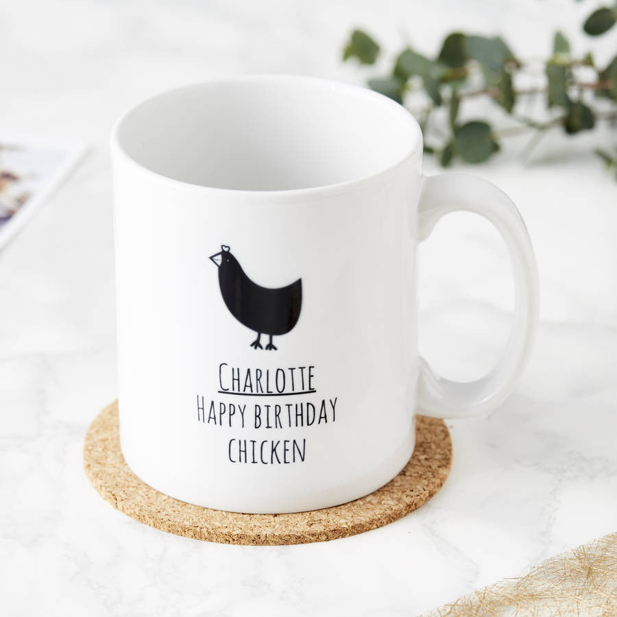 Personalised Happy Birthday Chicken Mug