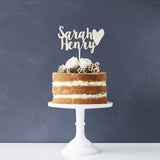 Personalised Happy Couple Wooden Wedding Cake Topper
