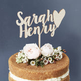 Personalised Happy Couple Wooden Wedding Cake Topper