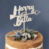 Personalised Heart Arrow Wooden Cake Topper