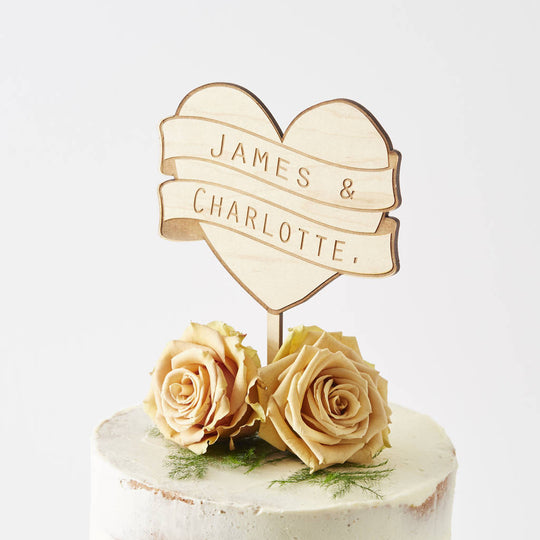 Personalised Heart Banner Cake Topper