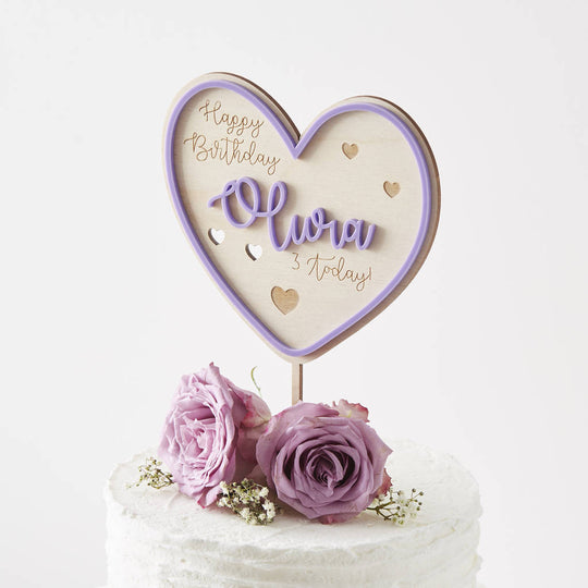 Personalised Heart Birthday Cake Topper