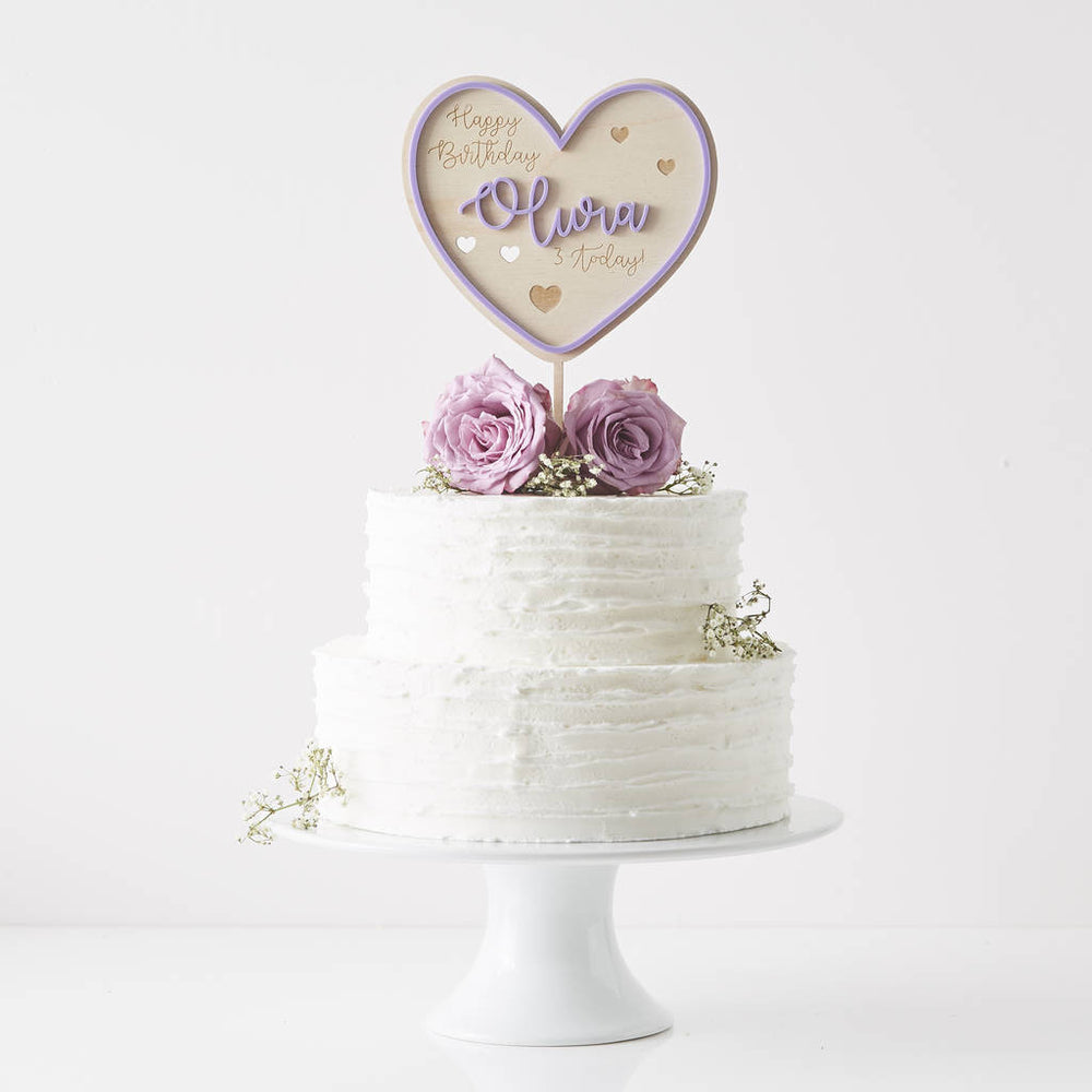 Personalised Heart Birthday Cake Topper