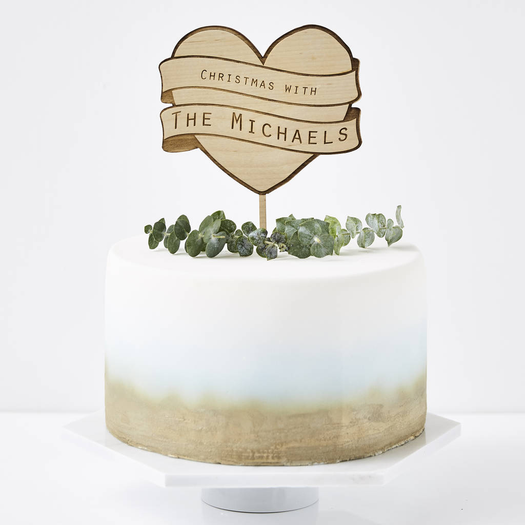 Personalised Heart Christmas Cake Topper