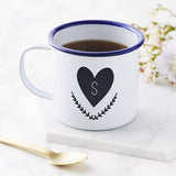 Personalised Heart Initial Enamel Mug