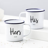 Personalised His And Hers Enamel Mugs