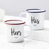 Personalised His And Hers Enamel Mugs