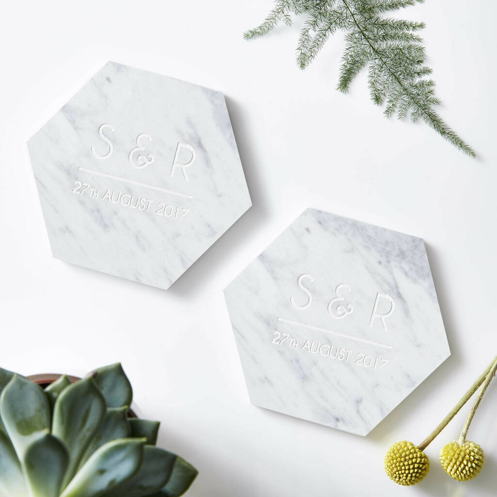 Personalised Initials Marble Coaster