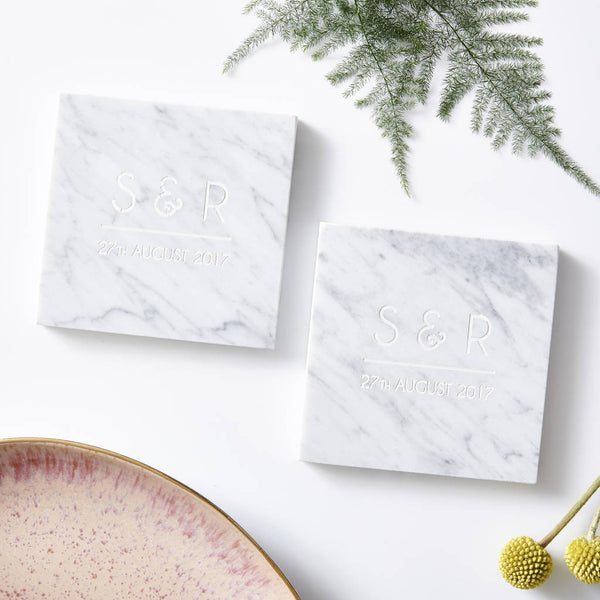 Personalised Initials Marble Coaster