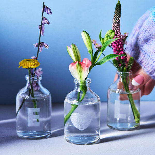 Personalised Initials Set Of Three Glass Vases