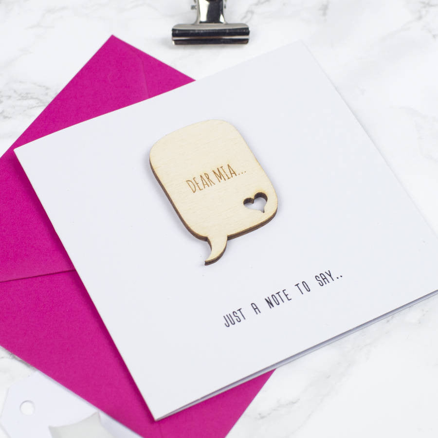 Personalised 'Just A Note' Keepsake Card