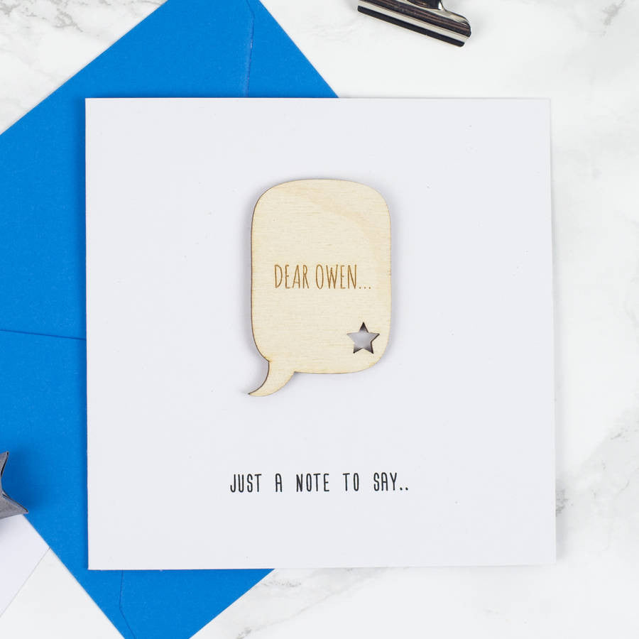 Personalised 'Just A Note' Keepsake Card