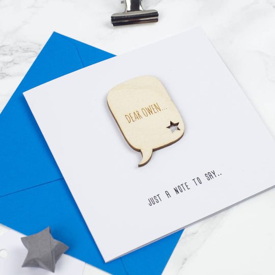 Personalised 'Just A Note' Keepsake Card