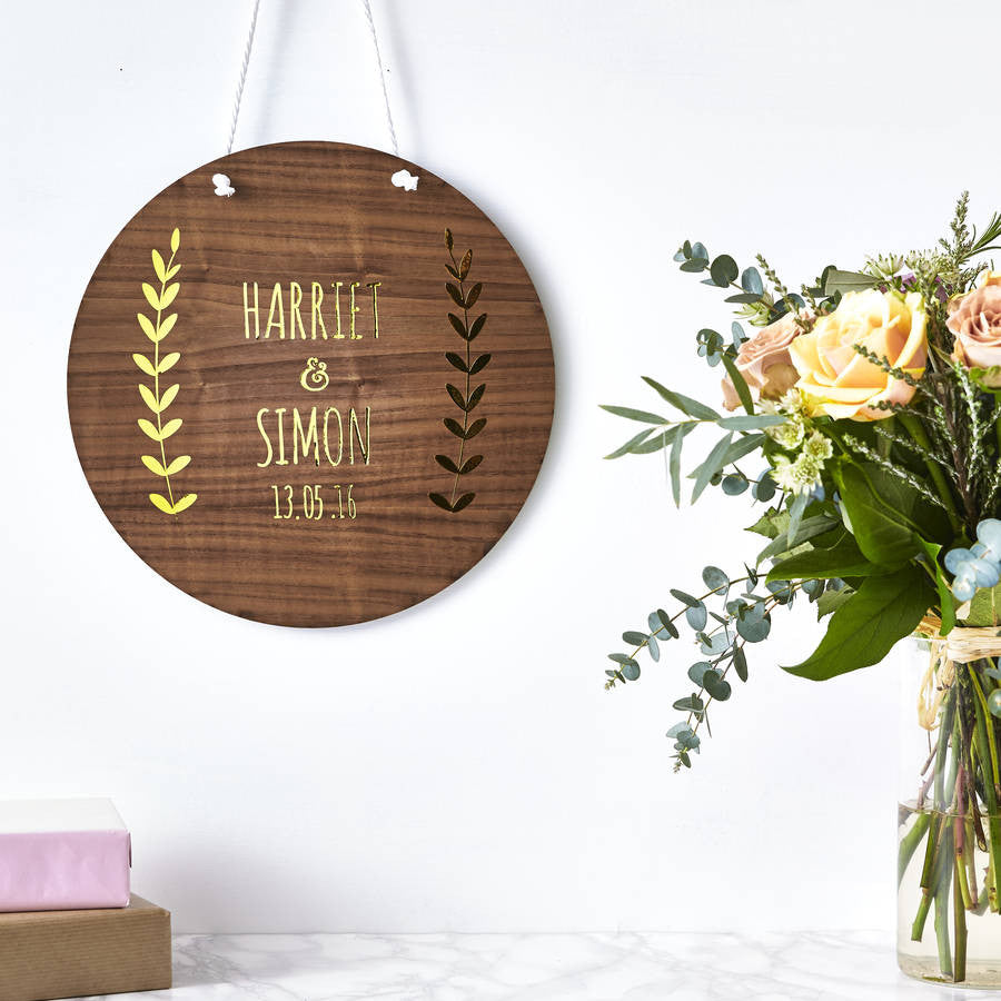 Personalised Laurel Wooden Wall Art