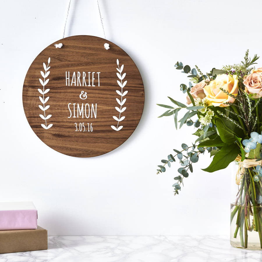 Personalised Laurel Wooden Wall Art