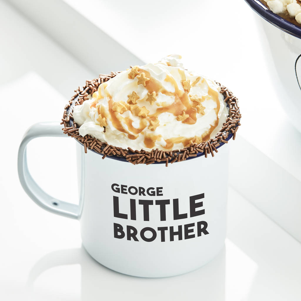 Personalised Little Brother Enamel Mug