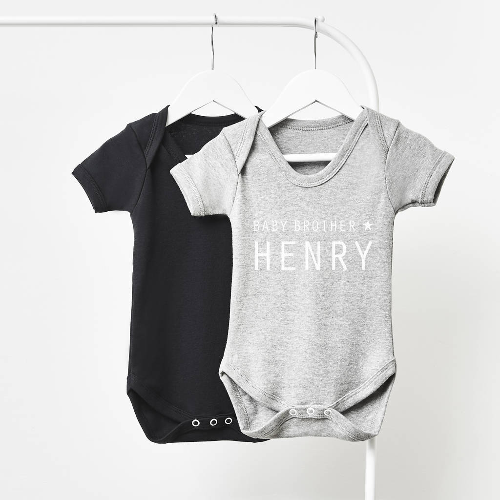 Little Brother Personalised Short Sleeve Babygrow