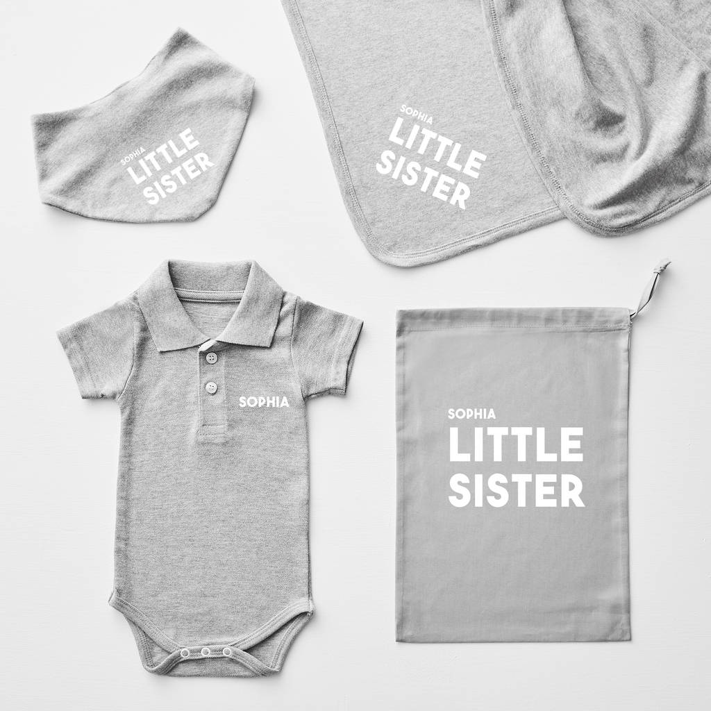 Personalised Little Sister Polo Babygrow