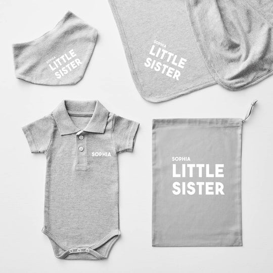 Personalised Little Sister Polo Babygrow