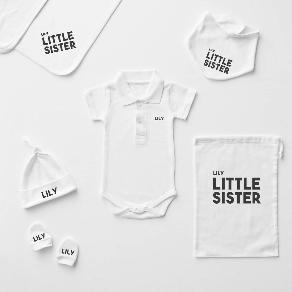 Personalised Little Sister Polo Babygrow