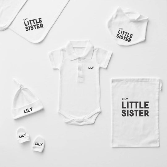 Personalised Little Sister Polo Babygrow