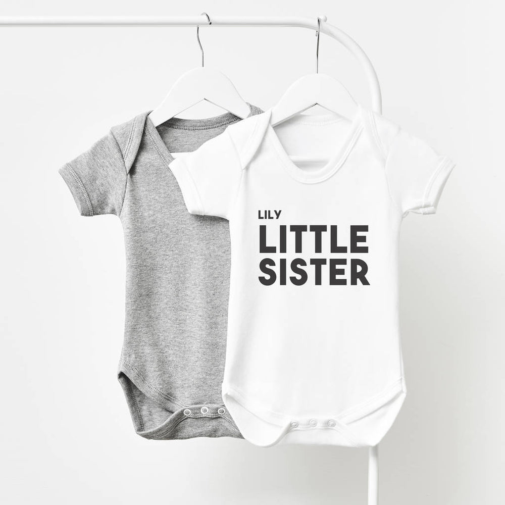 Personalised Little Sister Short Sleeve Babygrow