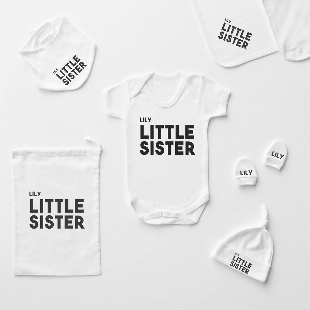 Personalised Little Sister Short Sleeve Babygrow