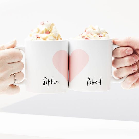 Personalised Love Heart Mug Set