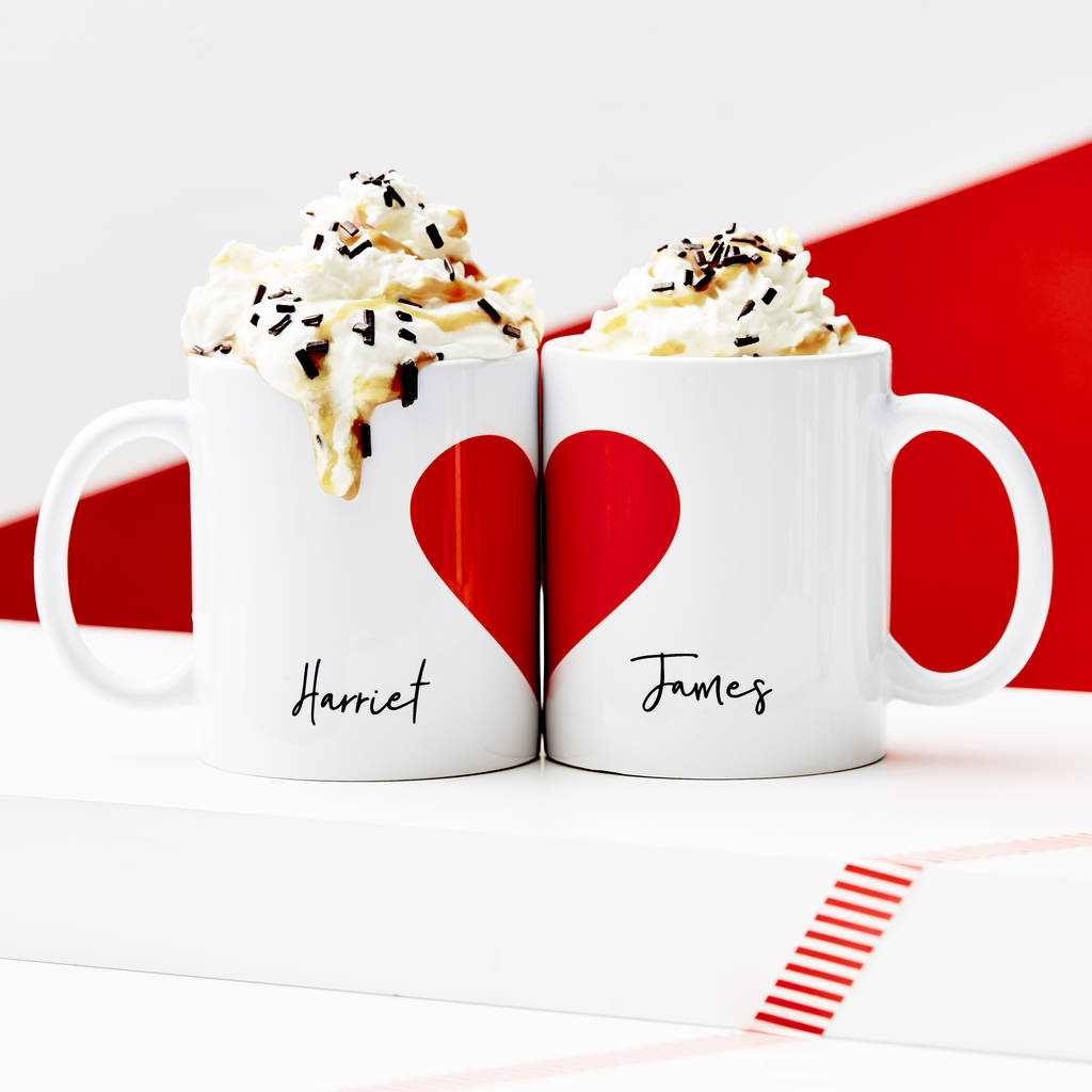 Personalised Love Heart Mug Set