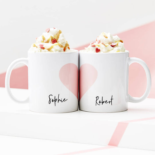 Personalised Love Heart Mug Set