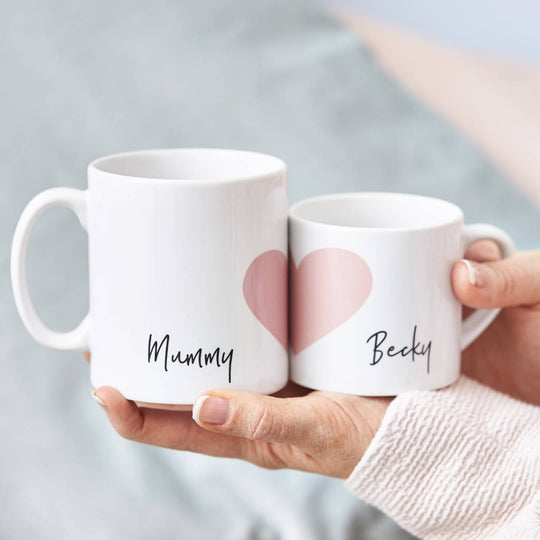 Personalised Love Heart Mug Set